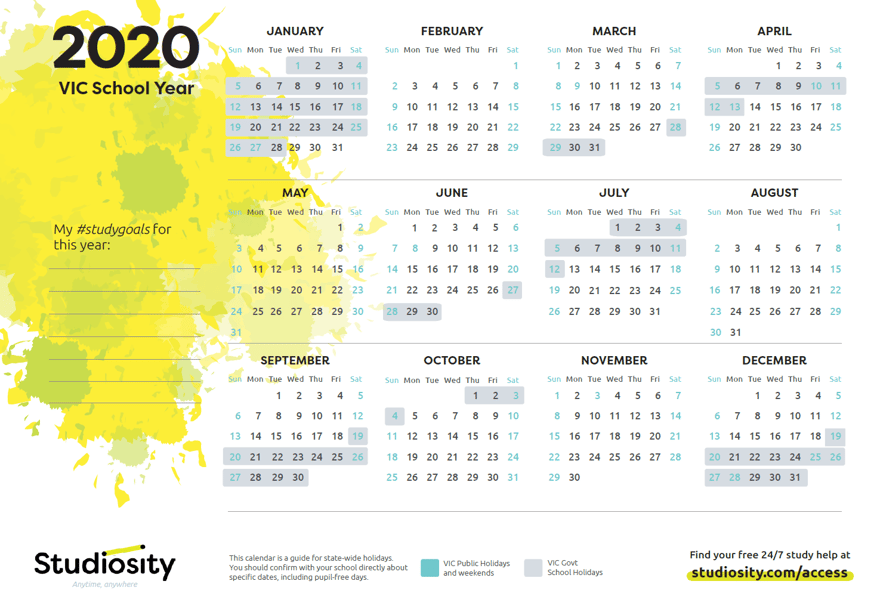 School terms and public holiday dates for VIC in 2020 Studiosity
